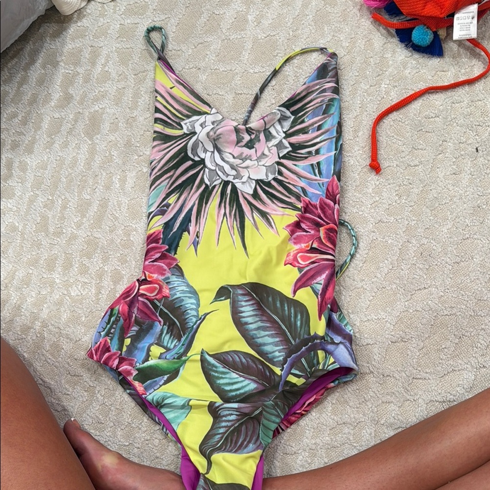 Mara Hoffman Yellow and Pink One Piece Swim